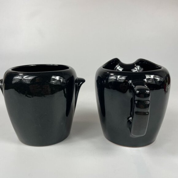Frankoma Pottery Black Onyx Open Sugar and Creamer Set 5BD 5BA - Picture 3 of 8
